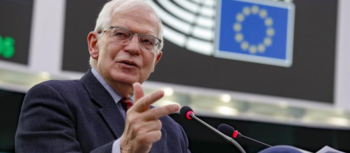 Josep Borrell durante su intervención en Estrasburgo