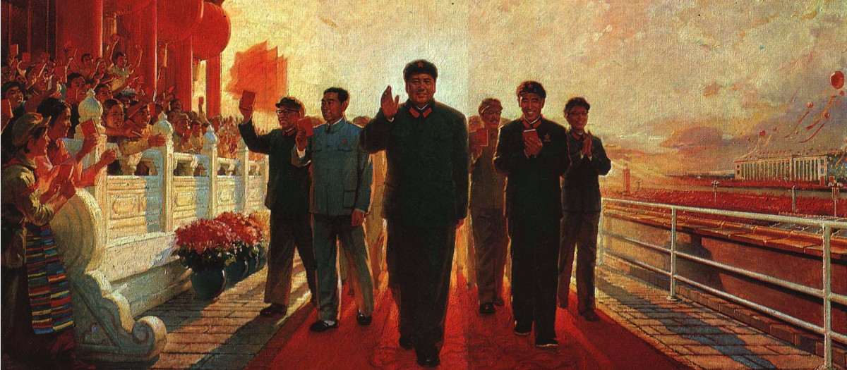 Óleo de propaganda a Mao hecho durante la Revolución Cultural