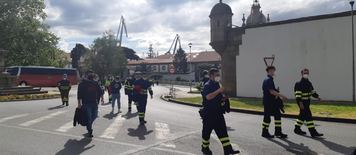 Trabajadores de Navantia protestaban por motivos laborales en los alrededores del Arsenal de Ferrol el año pasado