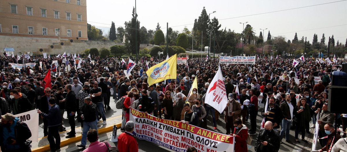 Así estaba la manifestación en Grecia.