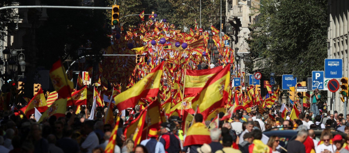 Manifestación en favor del consitucionalismo en Cataluña celebrada en 2017