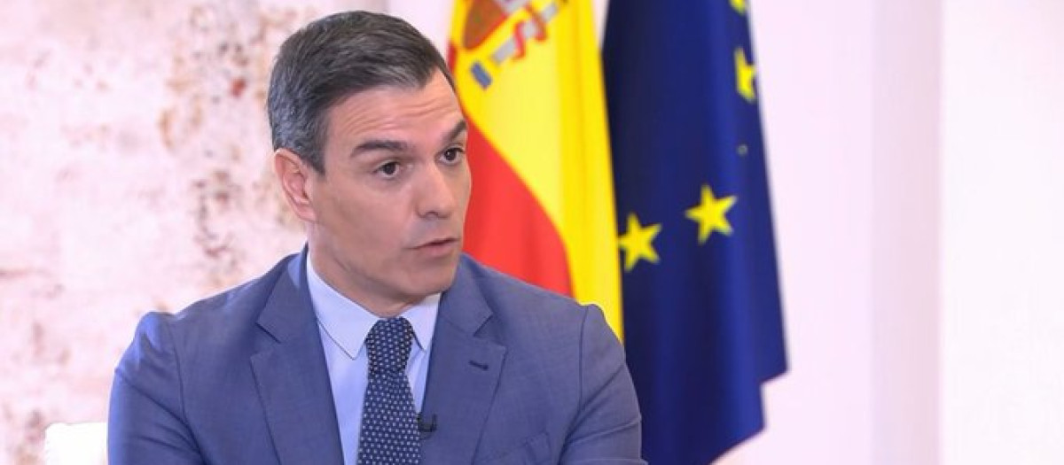 Pedro Sánchez durante su entrevista en Moncloa