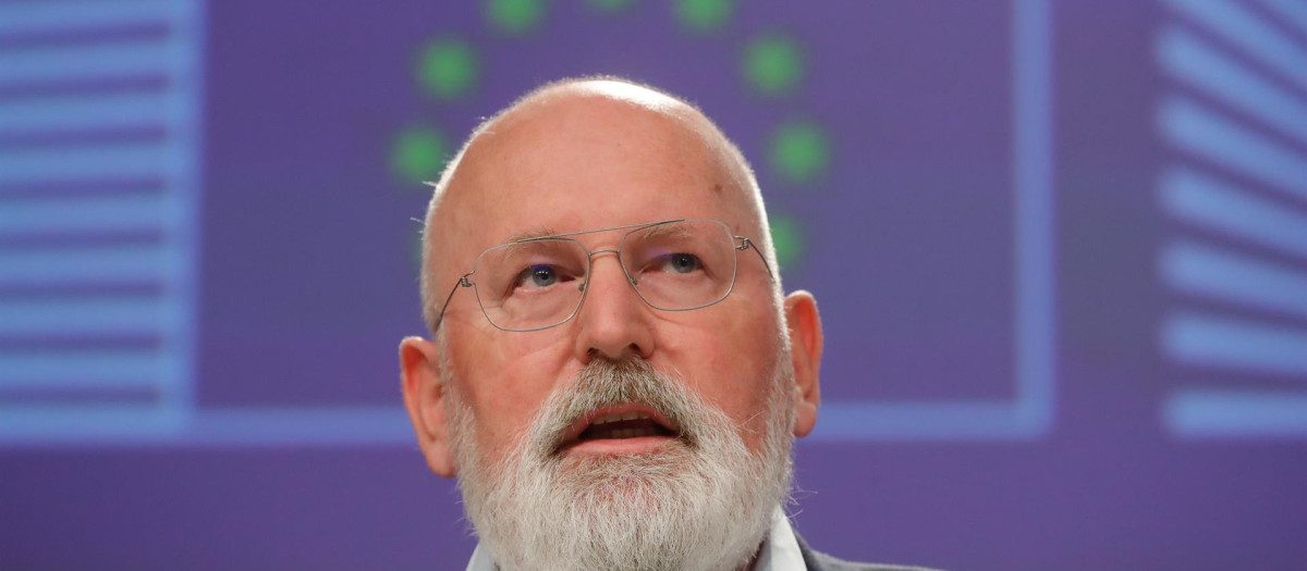 El vicepresidente de la Comisión Europea, Frans Timmermans, en la presentación de REPowerEU