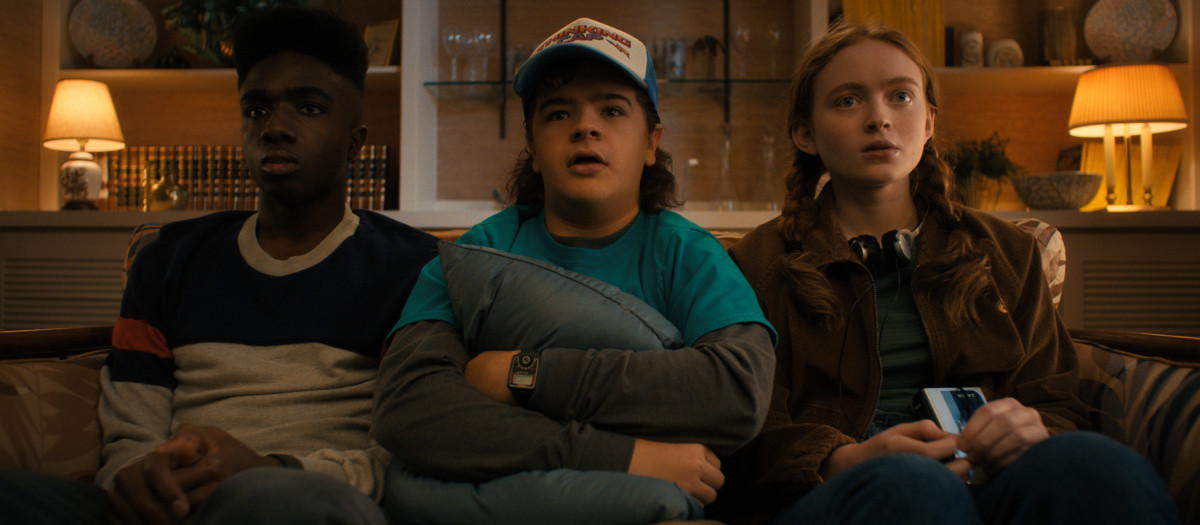 Caleb McLaughlin (Lucas Sinclair,) Gaten Matarazzo (Dustin Henderson) y Sadie Sink (Max Mayfield)