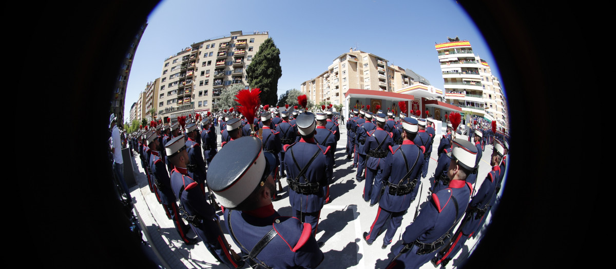 El acto central del Día de las Fuerzas Armadas tomado con un objetivo ojo de pez