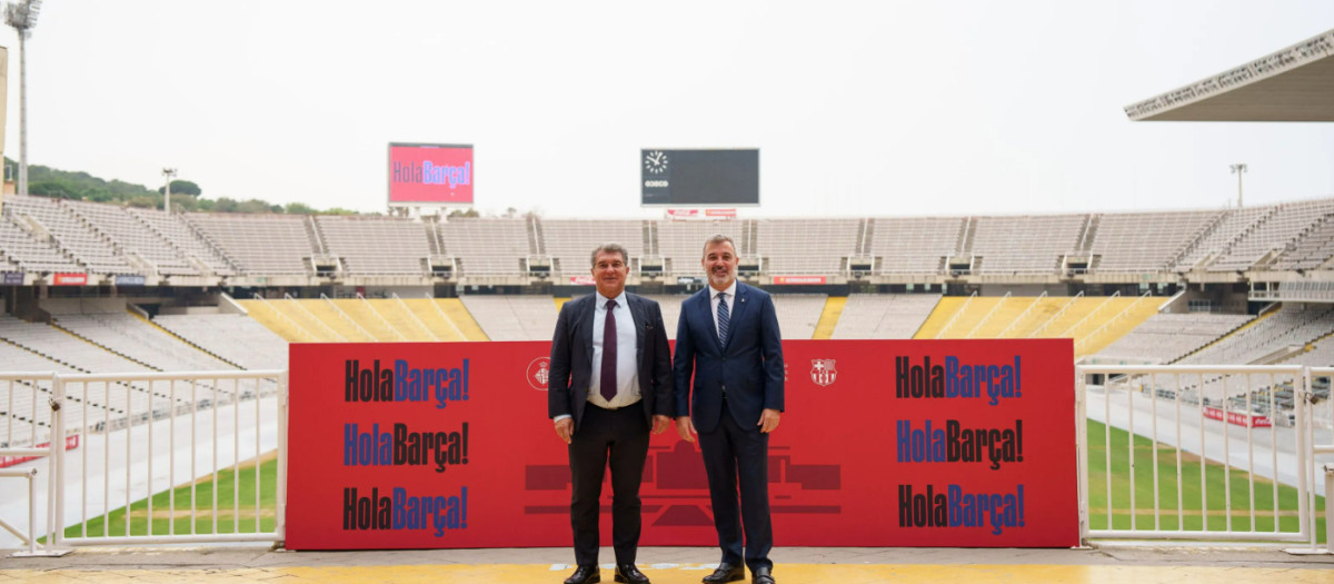 Joan Laporta, presidente del Barcelona, y Jaume Collboni, teniente de alcalde