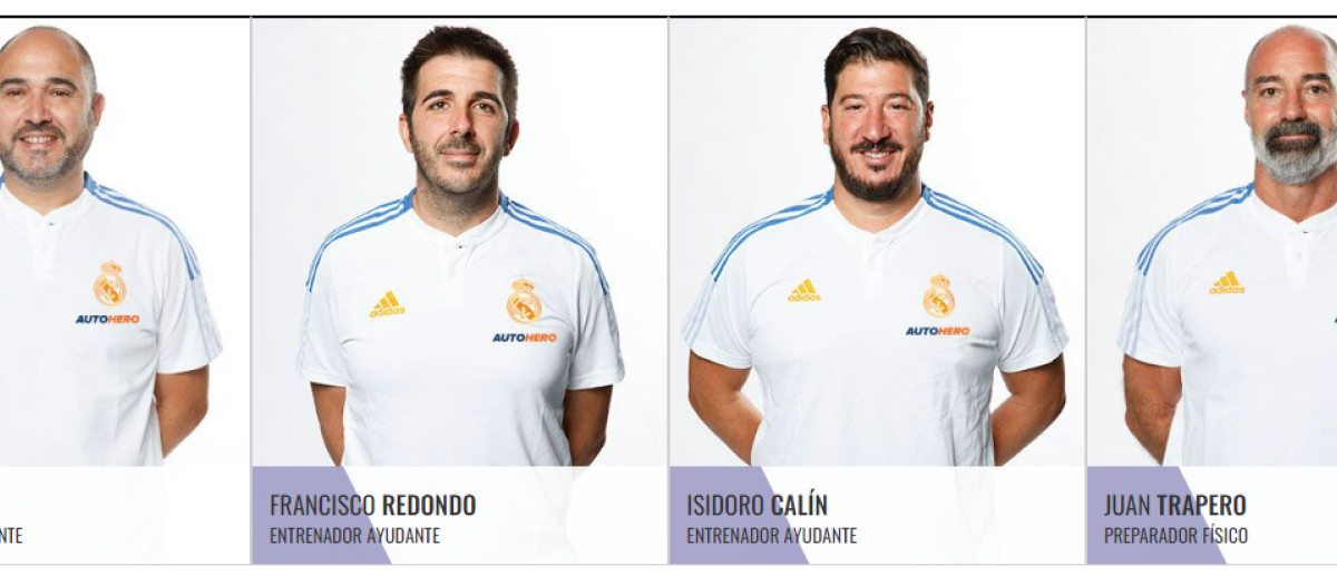 Imagen de la web del Real Madrid, con los nuevos componentes del cuerpo técnico.