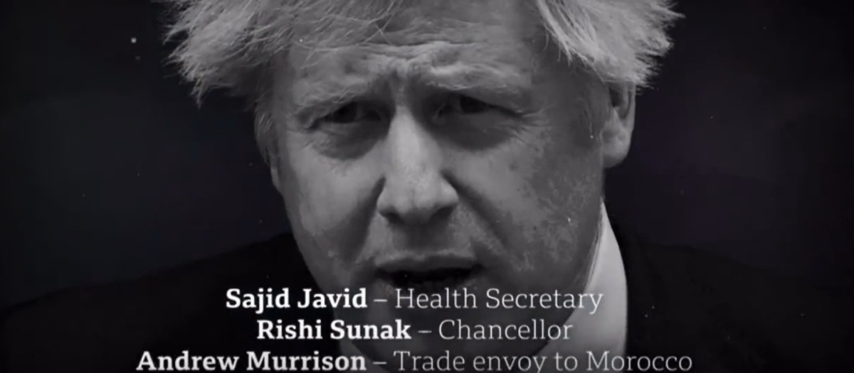 La BBC cambió los créditos de su espacio Newsnight por la lista de ministros que dimitieron antes que Boris Johnson