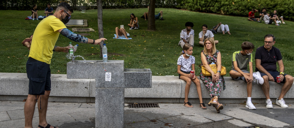 Streets of Madrid during the heat wave on Wednesday, 11 August 2021.