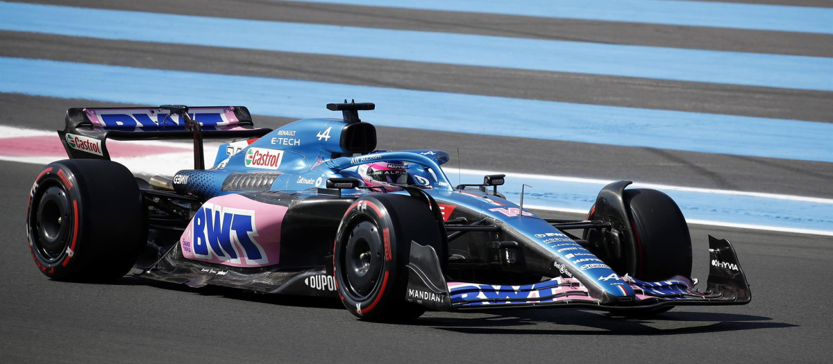 El Alpine de Fernando Alonso, durante el GP de Francia