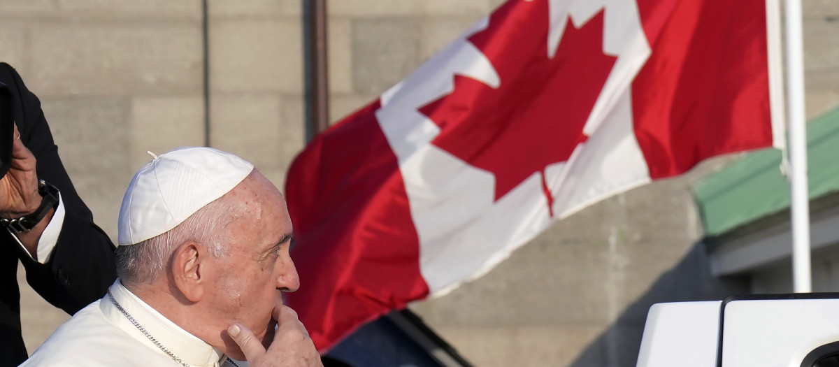 Pope Francis during his papal visit across Canada in Quebec City on Wednesday, July 27, 2022.