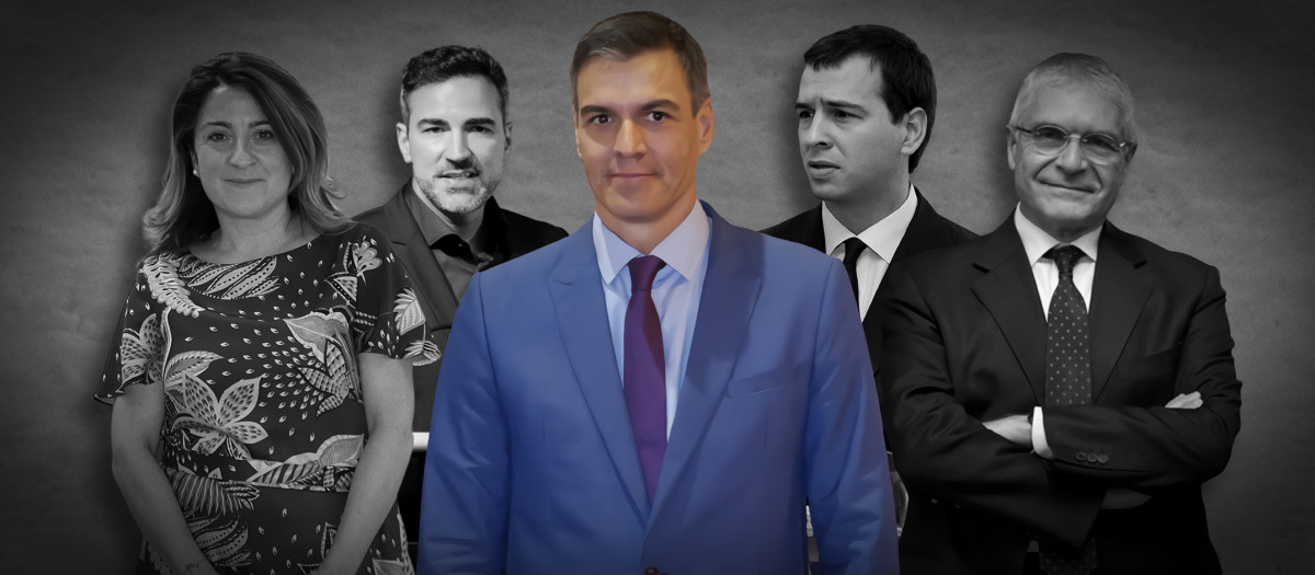 De izquierda a derecha: Maritcha Ruiz, Ignacio Carnicero, Pedro Sánchez, David Sánchez e Isaías Táboas