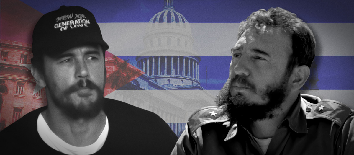 El actor californiano James Franco y el líder cubano Fidel Castro