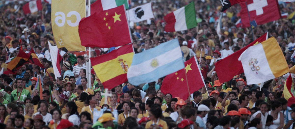 Peregrinos en el Día Mundial de la Juventud durante la JMJ de Madrid en 2011.