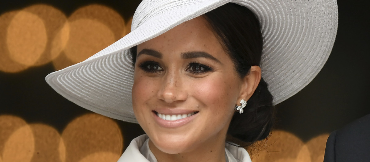 Meghan Markle during service of thanksgiving for the reign of Queen Elizabeth II in London Friday June 3, 2022 on the second of four days of celebrations to mark the Platinum Jubilee.