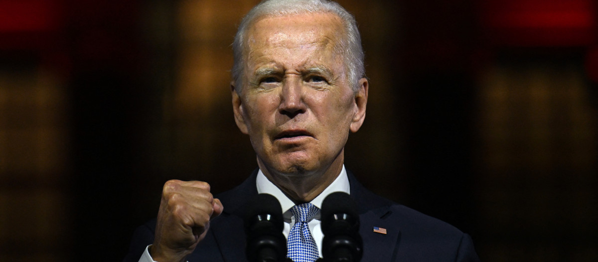 El presidente estadounidense, Joe Biden, durante su discurso en Filadelfia