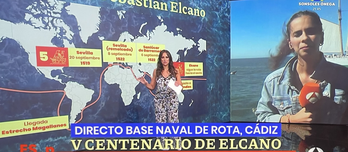 El gráfico de 'Espejo público' trazaba una ruta errónea de la expedición de Elcano