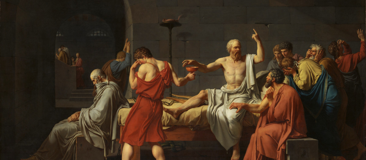 La muerte de Sócrates. Óleo de Jacques-Louis David de 1787