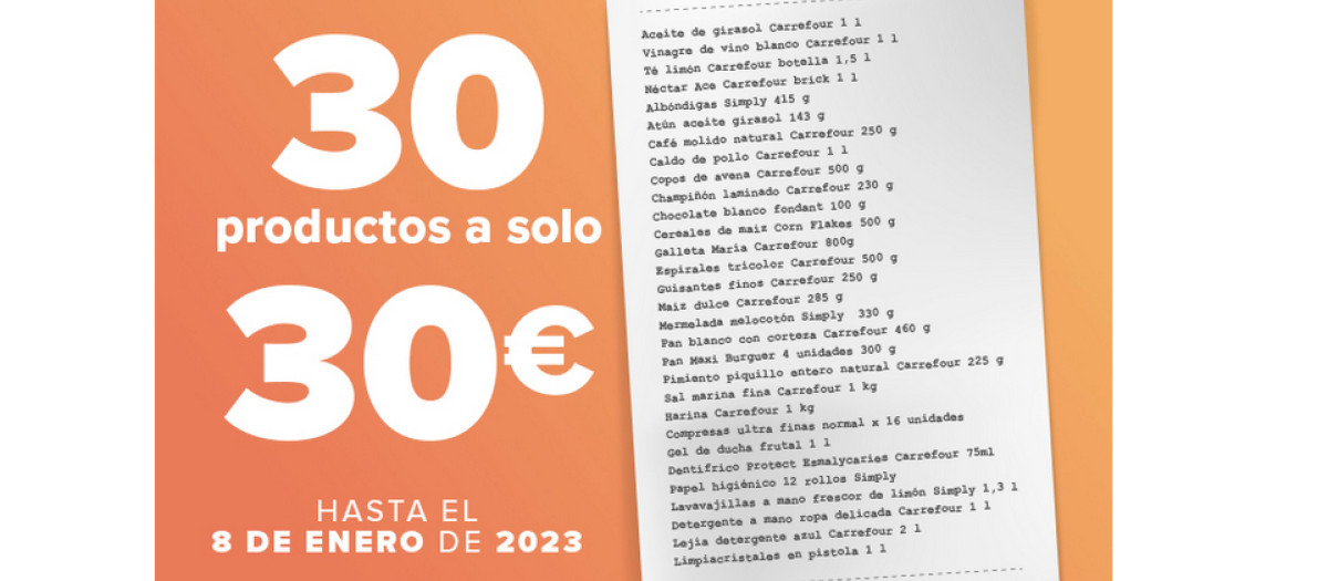 Carrefour ha presentado la primera cesta de la compra de 30 productos a 30 euros