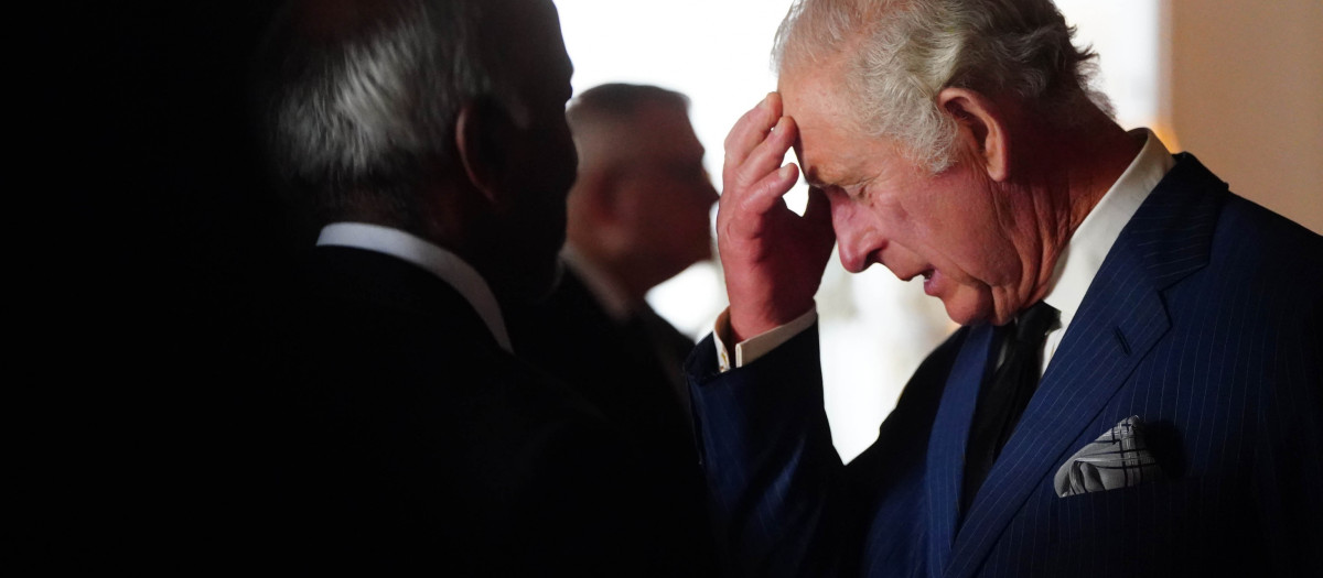 Mandatory Credit: Photo by Victoria Jones/WPA Pool/Shutterstock (13383266h)
King Charles III during a reception with Realm High Commissioners and their spouses in the Bow Room at Buckingham Palace, London.
Reception with Realm High Commissioners, Buckingham Palace, London, UK - 11 Sep 2022 *** Local Caption *** .