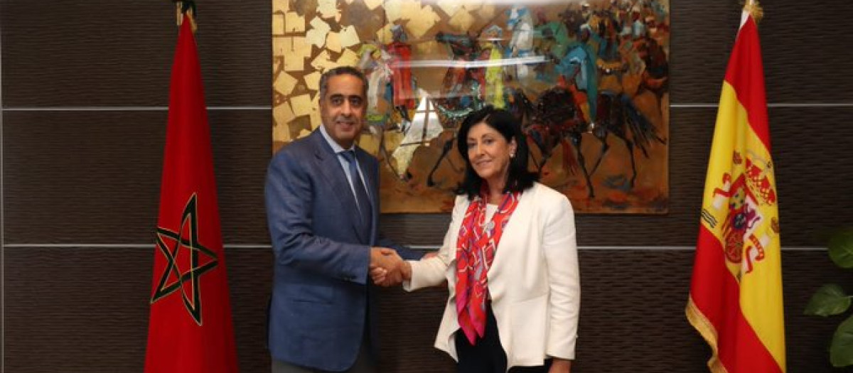 Foto del encuentro entre la directora del CNI, Esperanza Casteleiro, y el director de la Seguridad Nacional de Marruecos, Abdellatif Hammouchi