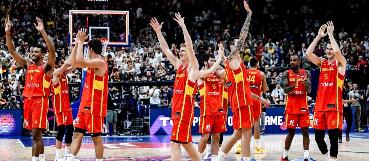 Los jugadores de la selección española de baloncesto