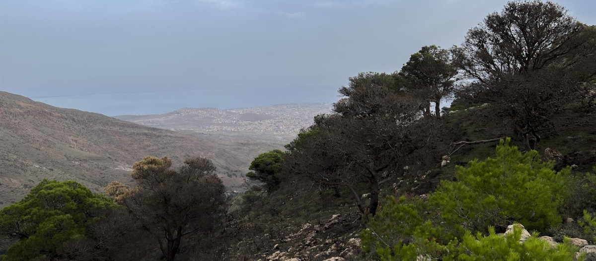 Desde el monte Gurugú se ve la ciudad española de Melilla y su vecina marroquí de Nador