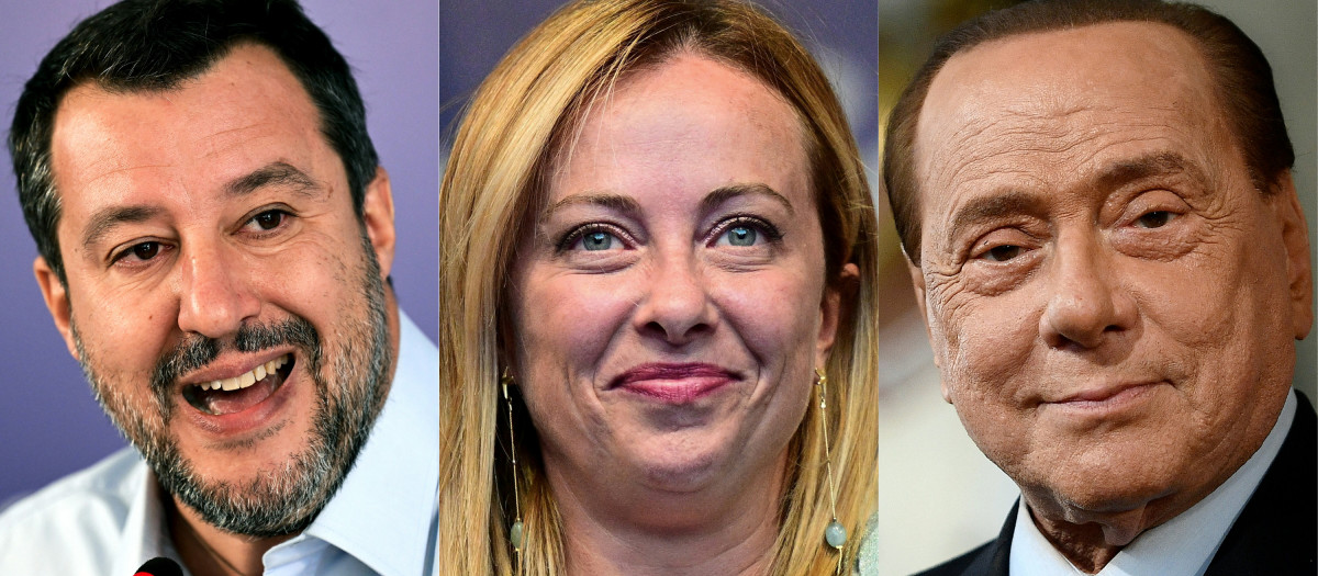 Matteo Salvini, Giorgia Meloni y Silvio Berlusconi Italia