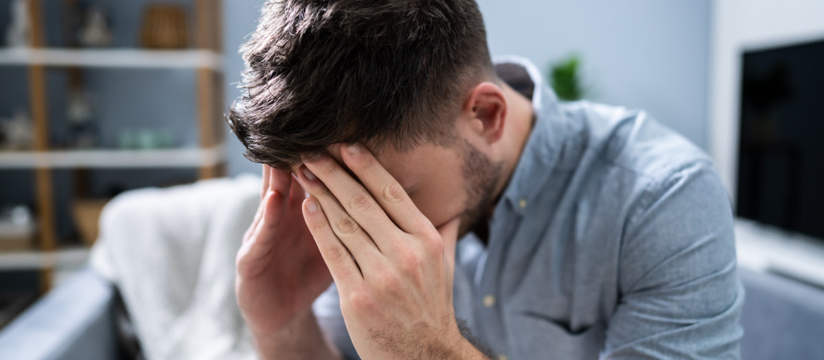 Worried Mid Adult Man Suffering From Headache At Home.Man,Suffering,From,Headache,At,Home,at, headache, man, home, depression, young, bored, sad,at, headache, man, home, depression, young, bored, sad, sitting, depressed, unhappy, pressure, pain, face, injury, disorder, stress, ache, stressed, lazy, fatigue, hand, head, sofa, problem, men, migraine, holding, trouble, worried, painful, closed, ill, male, syndrome, symptom, emotion, adult, caucasian, sadness