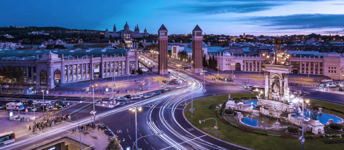 La Plaza de España en Barcelona, donde se ubica el recinto ferial Fira Montjuïc