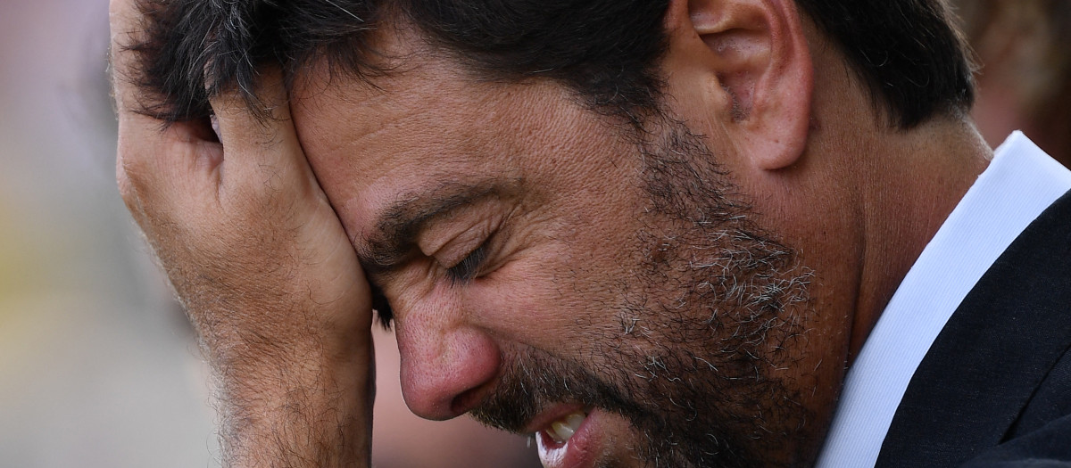 (FILES) In this file photo taken on August 24, 2019 Juventus FC chairman, Andrea Agnelli reacts during the Italian Serie A football match Parma vs Juventus at the Ennio-Tardini stadium in Parma. - The entire board of directors at Juventus has resigned, including president Andrea Agnelli and vice president Pavel Nedved, the Italian Serie A club said in a statement on November 28, 2022. (Photo by Marco Bertorello / AFP)