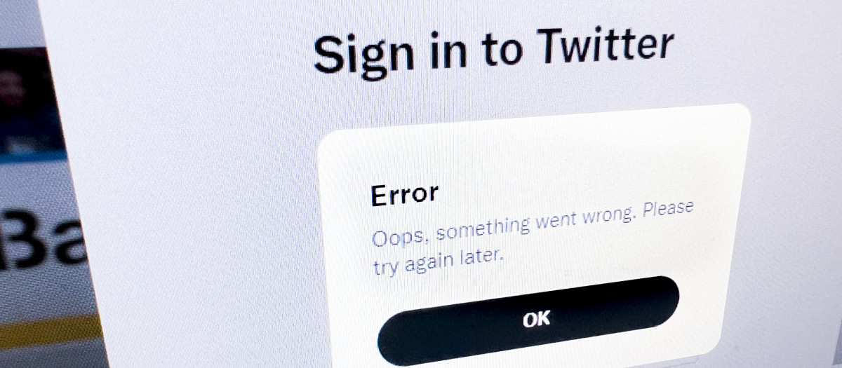 Mensaje de error en la página de inicio de sesión de Twitter