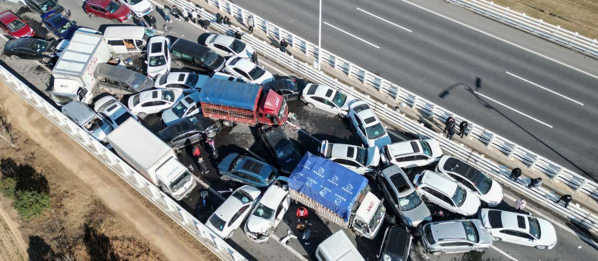 El impacto sucedió en el puente de Zhengxin