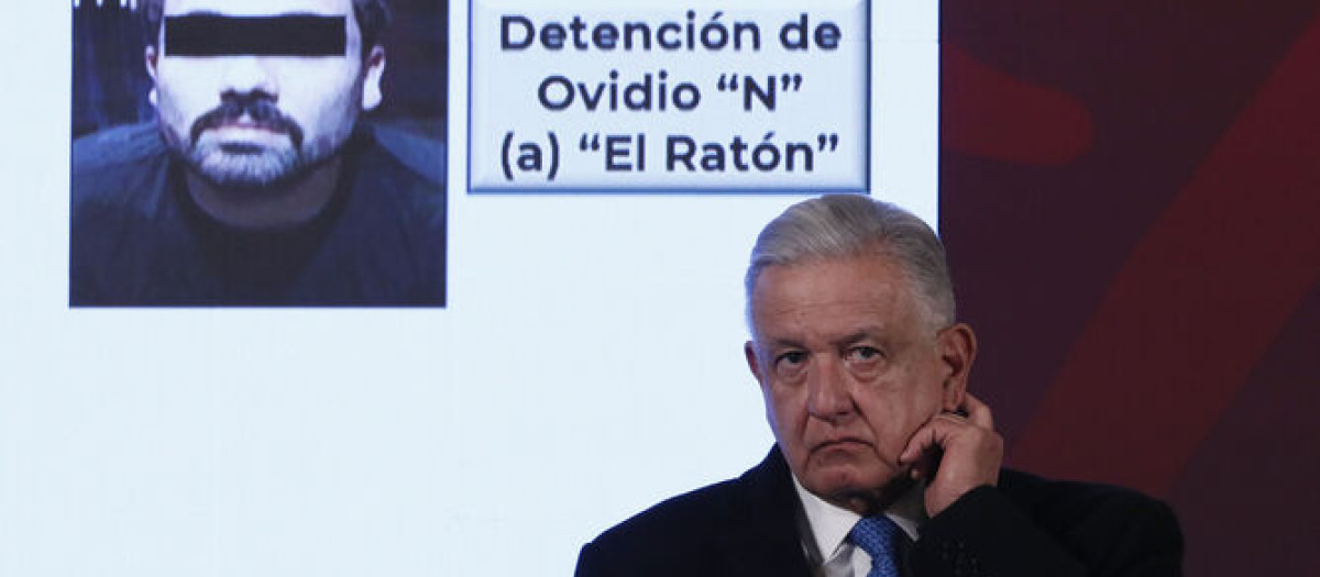 López Obrador durante la rueda de prensa tras el anuncio de la detención del hijo del Chapo Guzmán