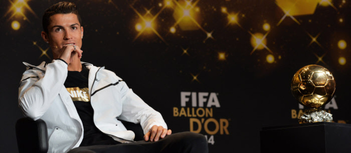 Cristiano Ronaldo during a press conference prior to the FIFA Ballon d'Or awarding ceremony in Zurich, Switzerland, Monday, Jan. 12, 2015.