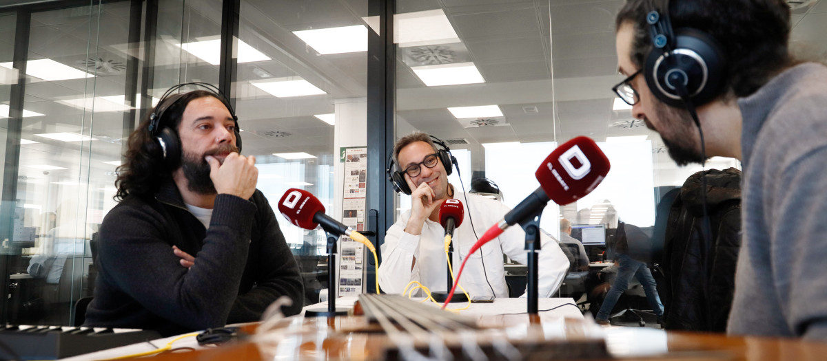 Juan Esteban Cuacci y Hernán Dobry durante la grabación de un episodio