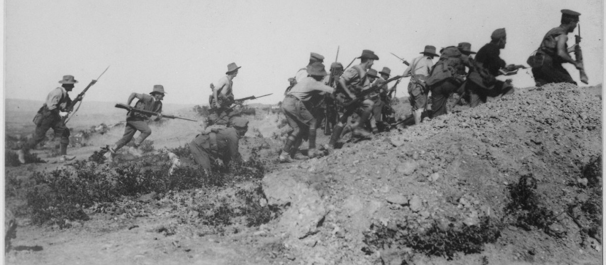 Tropas australianas del ANZAC en la batalla de Galípoli en 1915 durante la primera guerra mundial