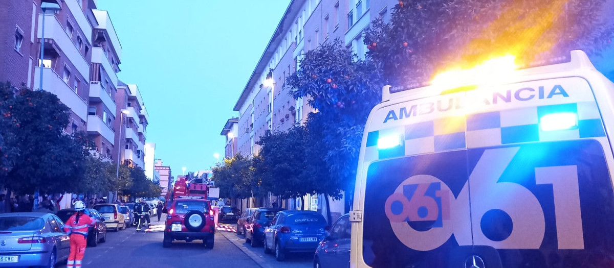 Imagen del incendio que ha tenido lugar en la tarde de este sábado en un piso en la Calle Teresa de Calcuta, en el barrio de El Tablero.