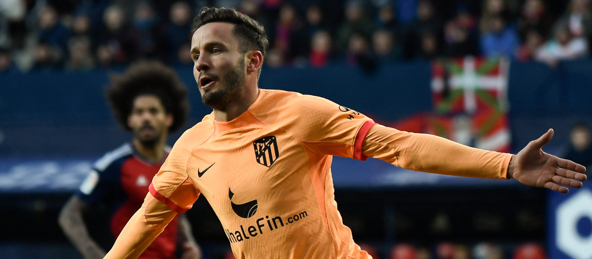 Saúl Ñíguez celebra su gol ante Osasuna