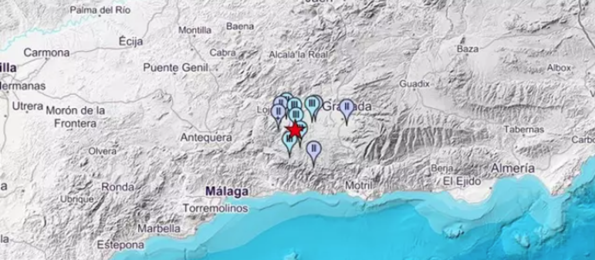 Epicentro del terremoto en la provincia de Granada