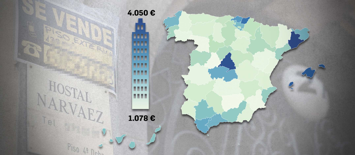 En algunas provincias, el precio del metro cuadrado duplica el del salario medio