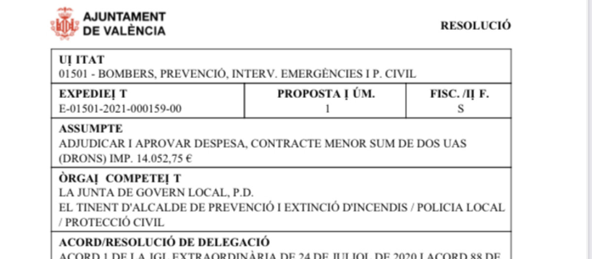 Expediente del contrato del Ayuntamiento de Valencia con la empresa de Suárez Esteve.