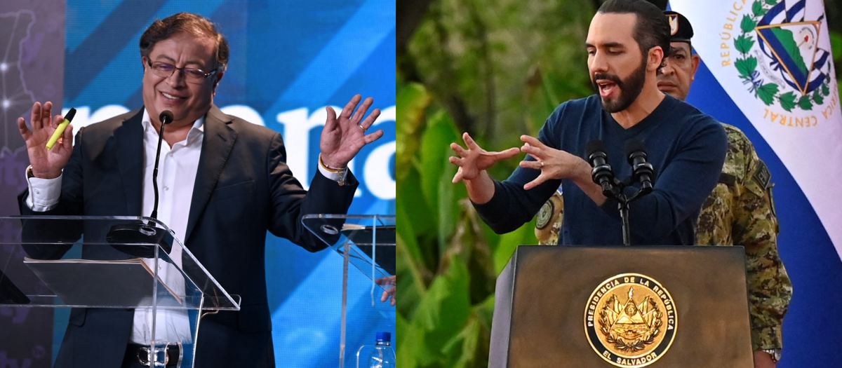 Gustavo Petro, presidente de Colombia y Nayib Bukele, presidente de El Salvador