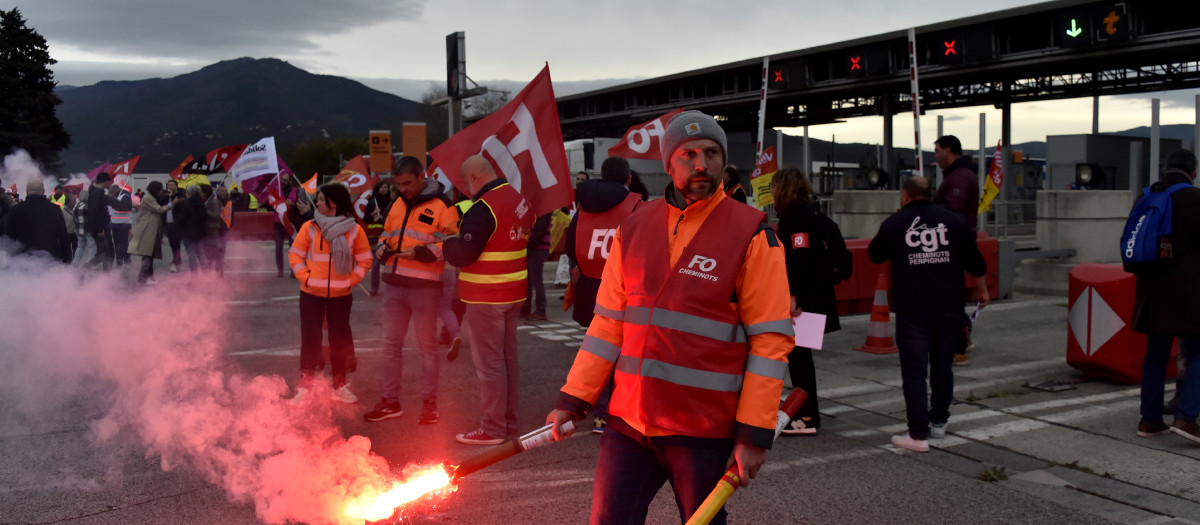 Manifestantes de los sindicatos franceses