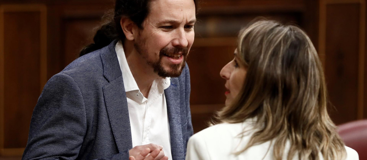 Pablo Iglesias y Yolanda Díaz, en una imagen de febrero de 2020