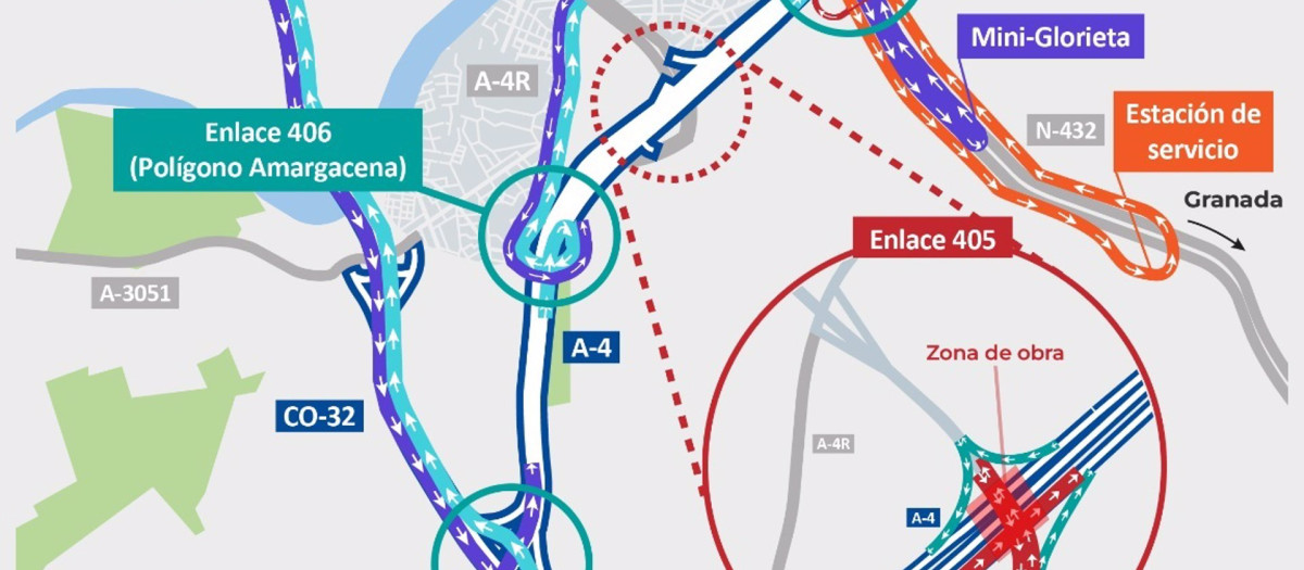 El Gobierno realiza mejoras en el desvío por la N-432 para el recorrido Córdoba Oeste-Madrid por obras en la A-4