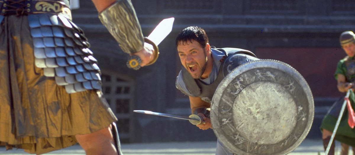 Russel Crowe en el año 2000 en Gladiator