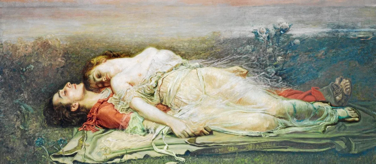 «Tristán e Isolda (La muerte)», de Rogelio de Egusquiza, representa el momento en el que ella cae envenenada sobre el cadáver de Tristán