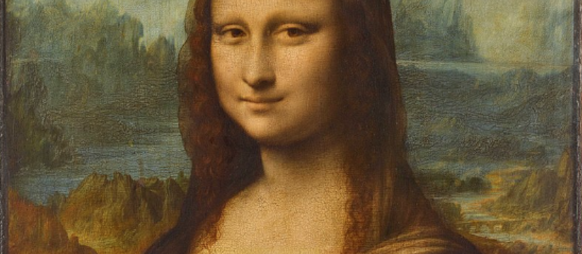 La Gioconda y, a la derecha de su imagen, el puente