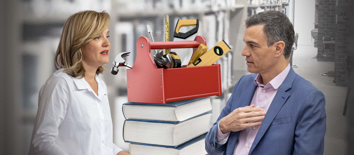 Pilar Alegría, ministra de Educación, y Pedro Sánchez